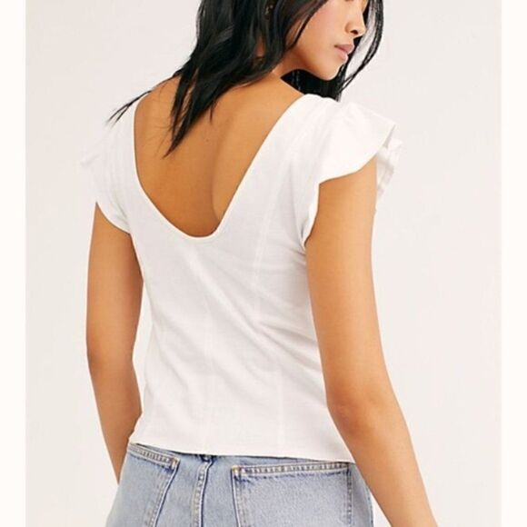 NEW $48 Free People Fleur Tank Painted White Large - Picture 5 of 9